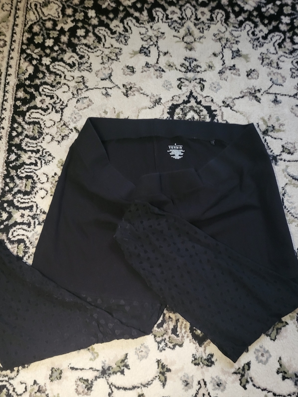 torrid Black Skirted Leggings with Heart Dotted Texture
